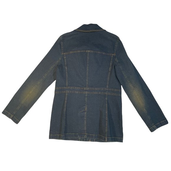 Company Ellen Tracy Button Up Mid Length Denim Coat Jean Jacket Blue Womens 6 - Picture 3 of 12